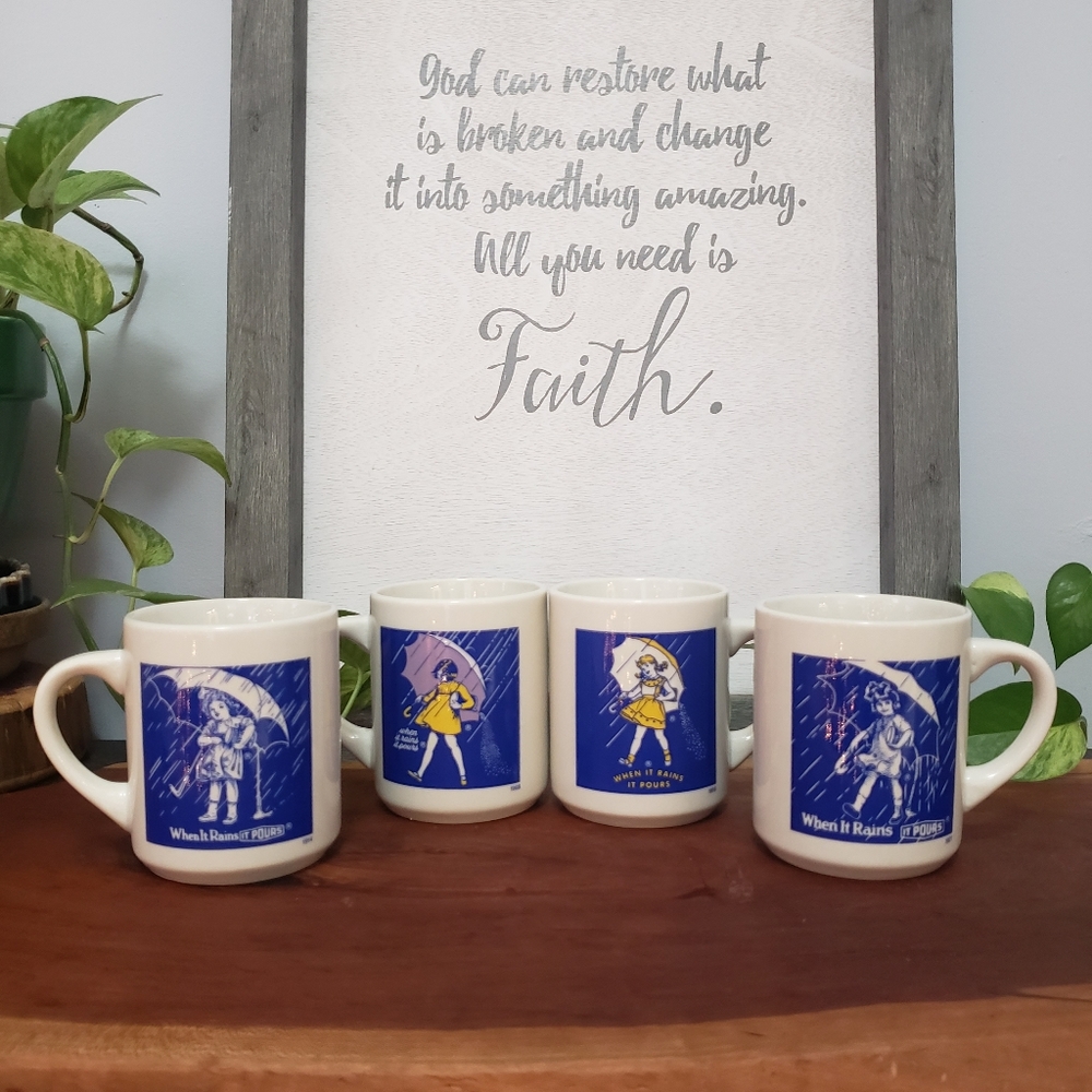Vintage set of Morton Salt coffee mugs Set of 4